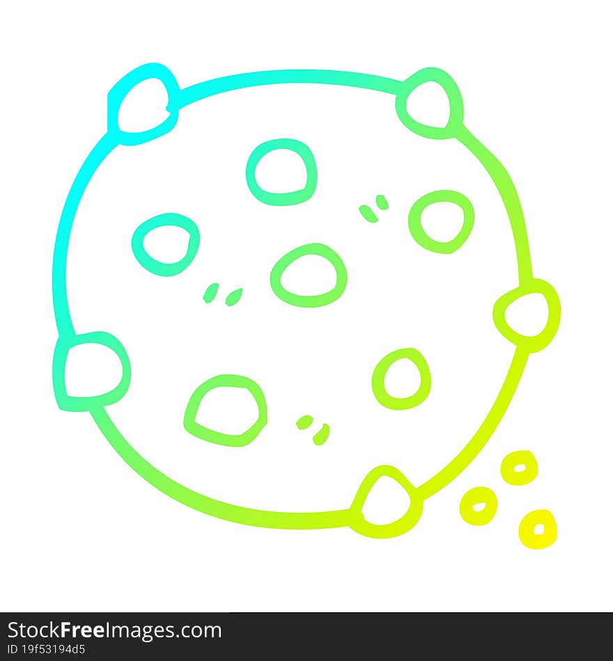 cold gradient line drawing cartoon chocolate chip cookie