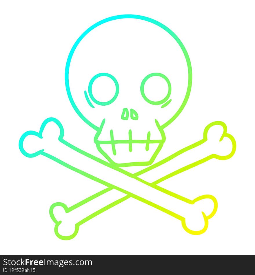 cold gradient line drawing cartoon skull and crossbones