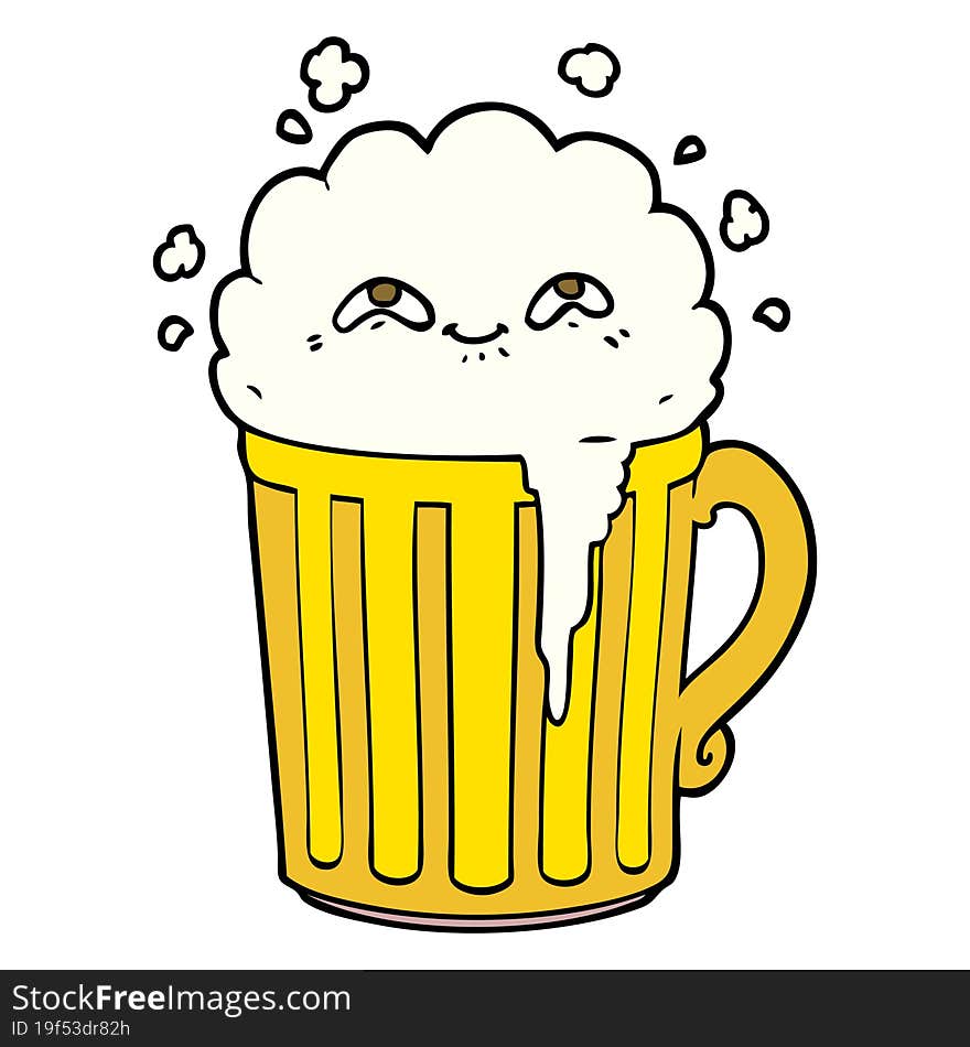 happy cartoon mug of beer. happy cartoon mug of beer