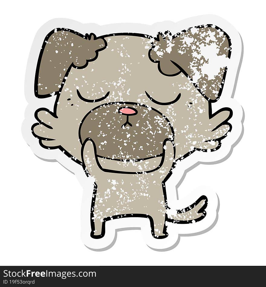 Distressed Sticker Of A Cute Cartoon Dog