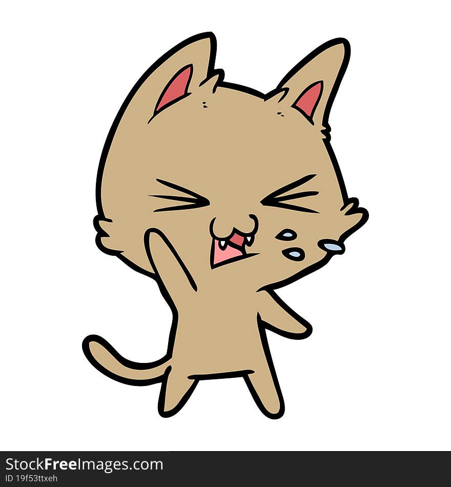 cartoon cat hissing. cartoon cat hissing