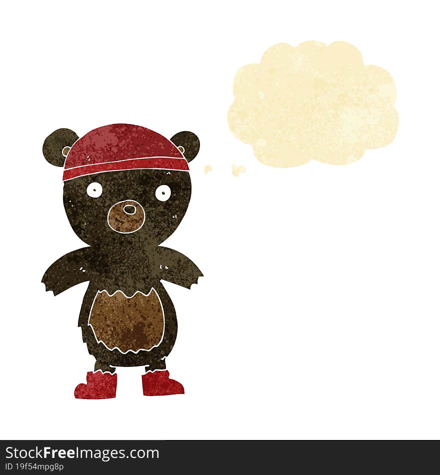 Cartoon Cute Black Bear With Thought Bubble