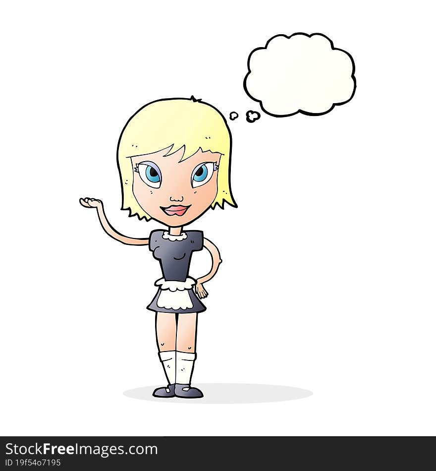 Cartoon Maid With Thought Bubble