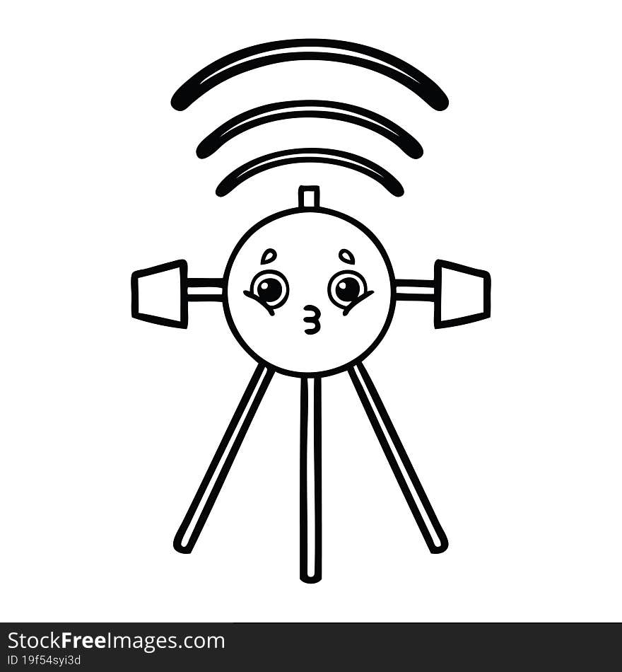 Line Drawing Cartoon Satellite