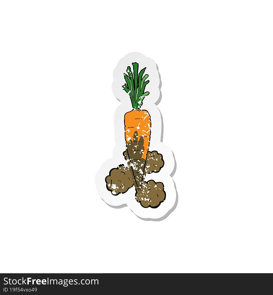 retro distressed sticker of a cartoon carrot