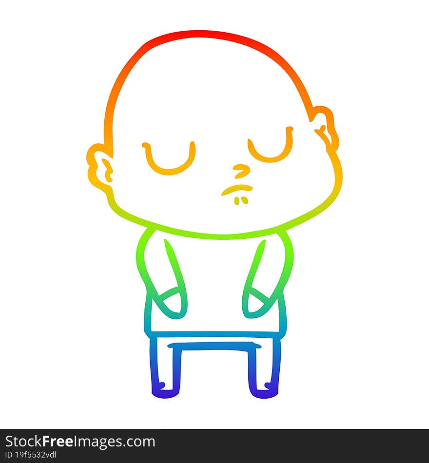 rainbow gradient line drawing of a cartoon bald man