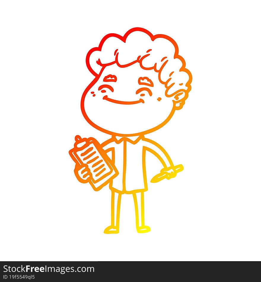 warm gradient line drawing cartoon friendly man