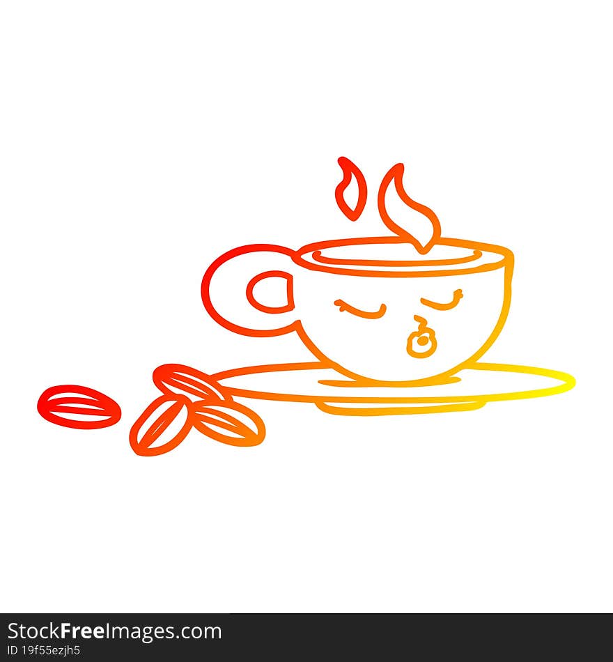 warm gradient line drawing cartoon espresso mug