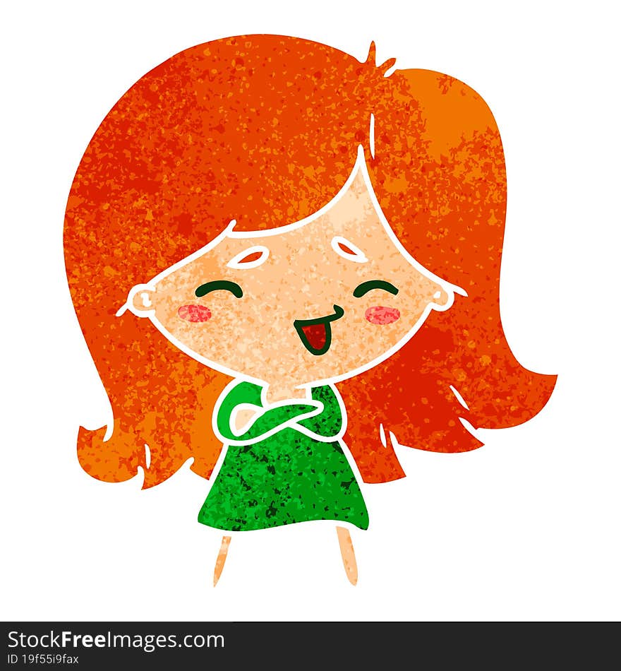 Retro Cartoon Of A Cute Kawaii Girl