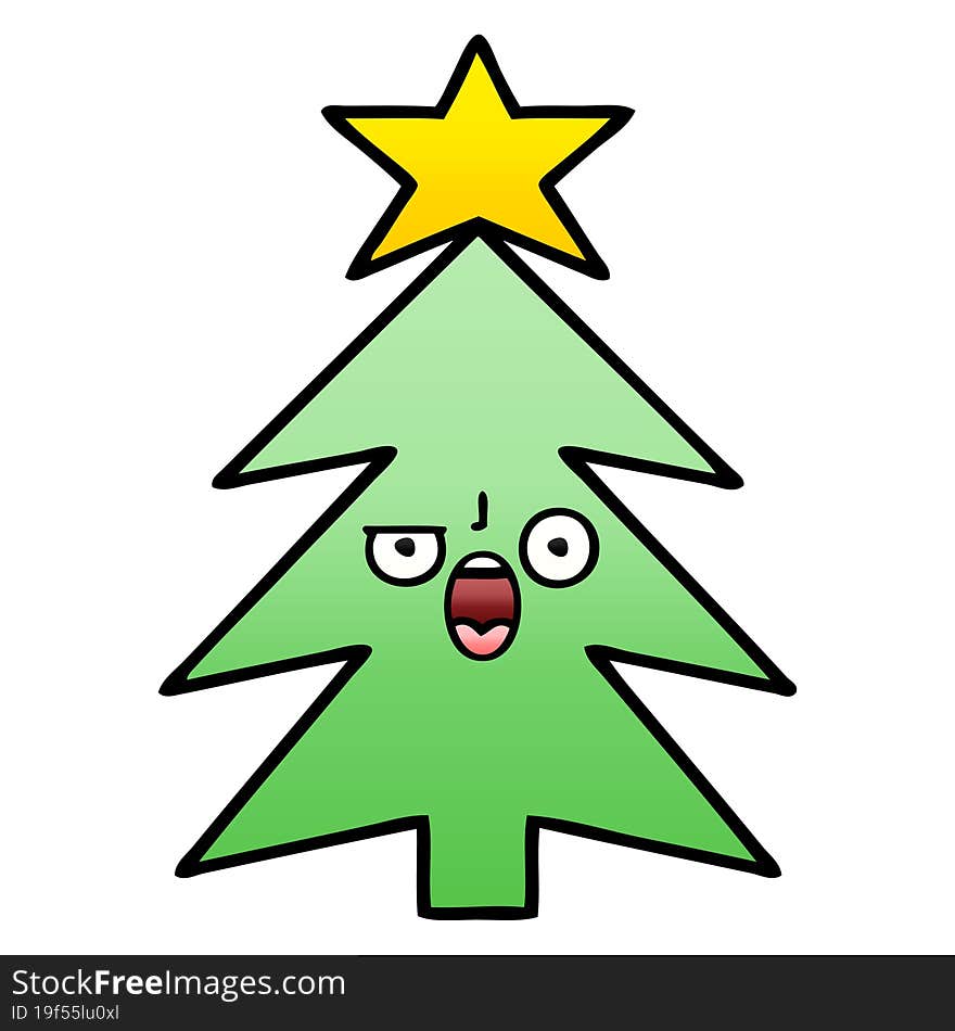 gradient shaded cartoon of a christmas tree