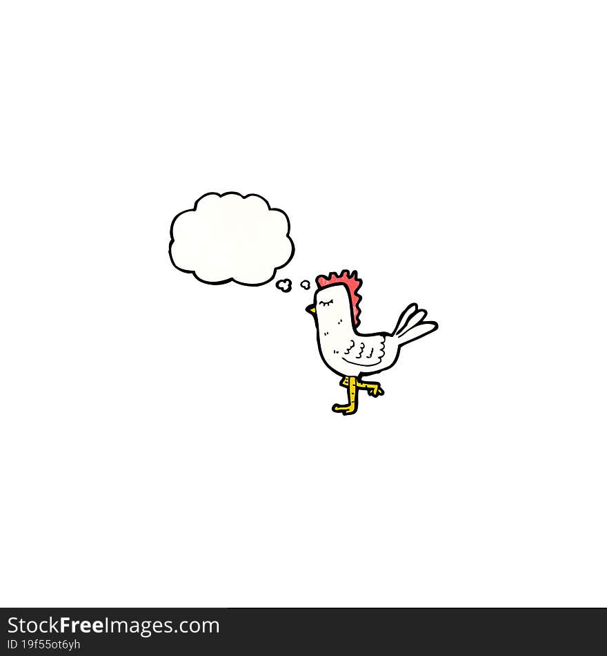 Cartoon Chicken With Thought Bubble