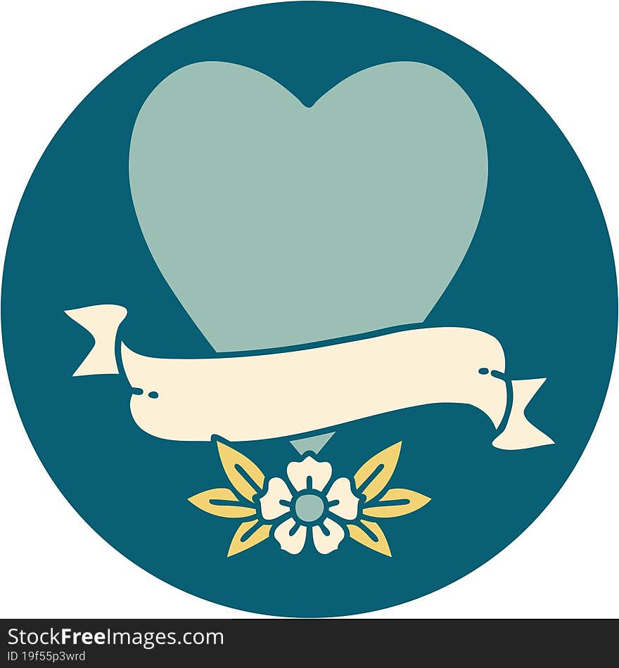 Tattoo Style Icon Of A Heart And Banner