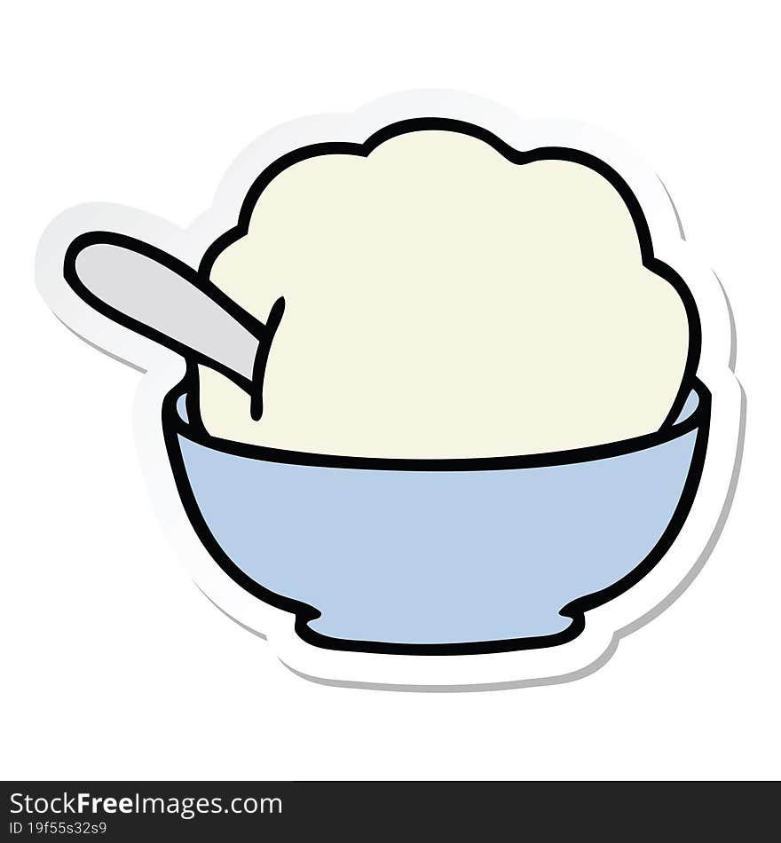 sticker of a quirky hand drawn cartoon ice cream bowl