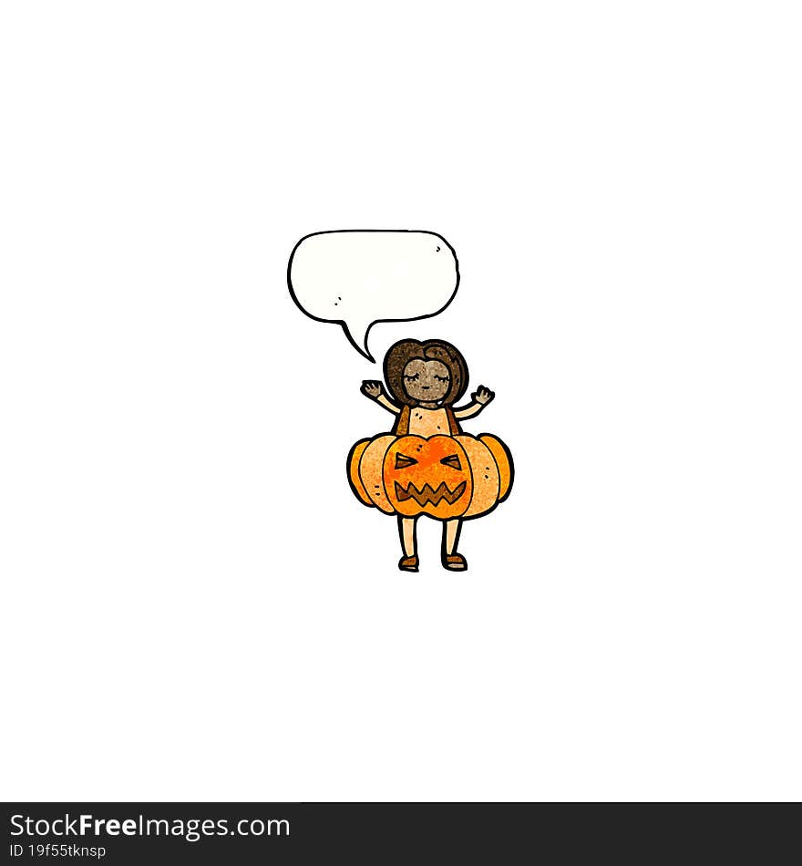 Cartoon Girl In Pumpkin Costume