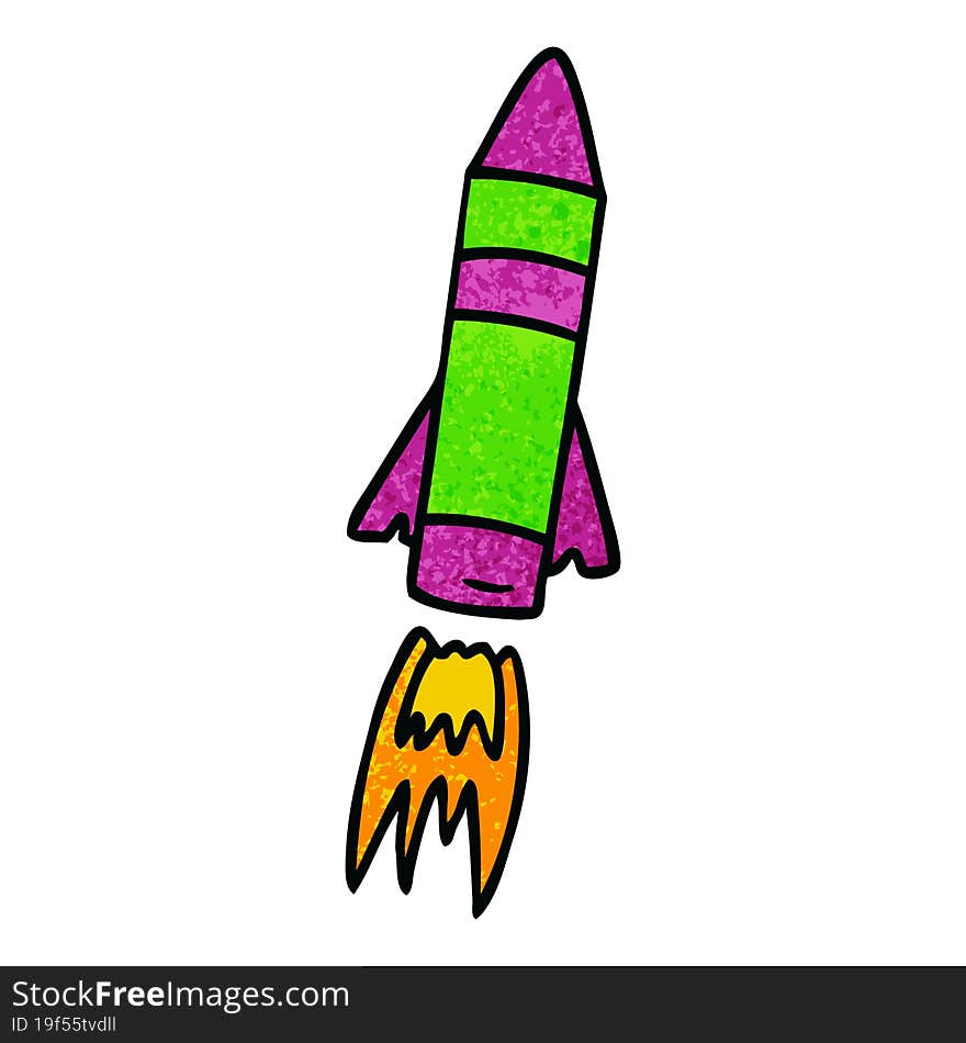 textured cartoon doodle of a space rocket