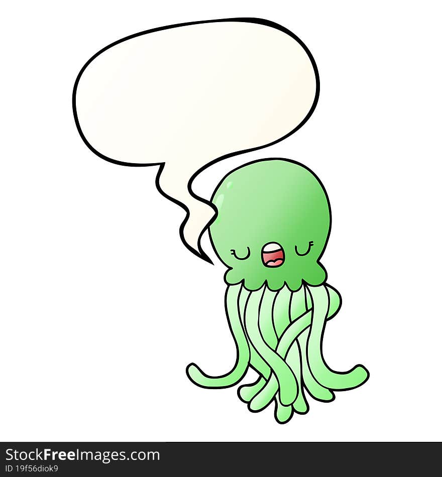 cartoon jellyfish and speech bubble in smooth gradient style