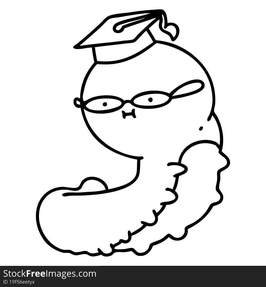 line doodle of a cute clever caterpillar. line doodle of a cute clever caterpillar