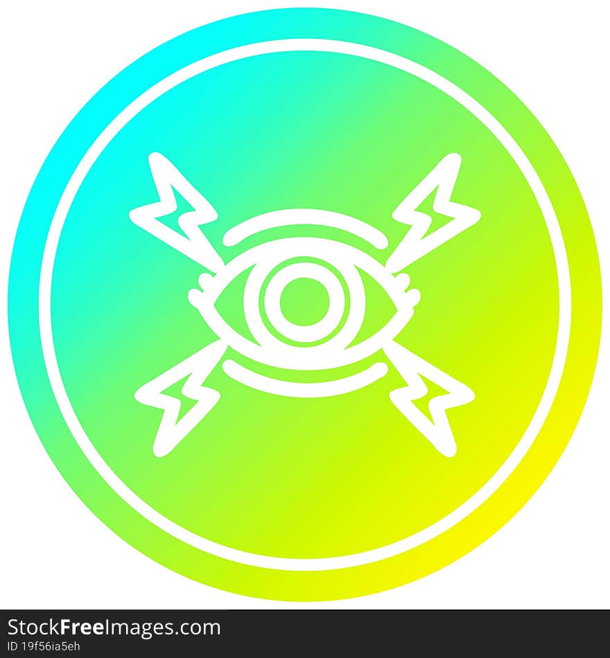 mystic eye circular icon with cool gradient finish. mystic eye circular icon with cool gradient finish