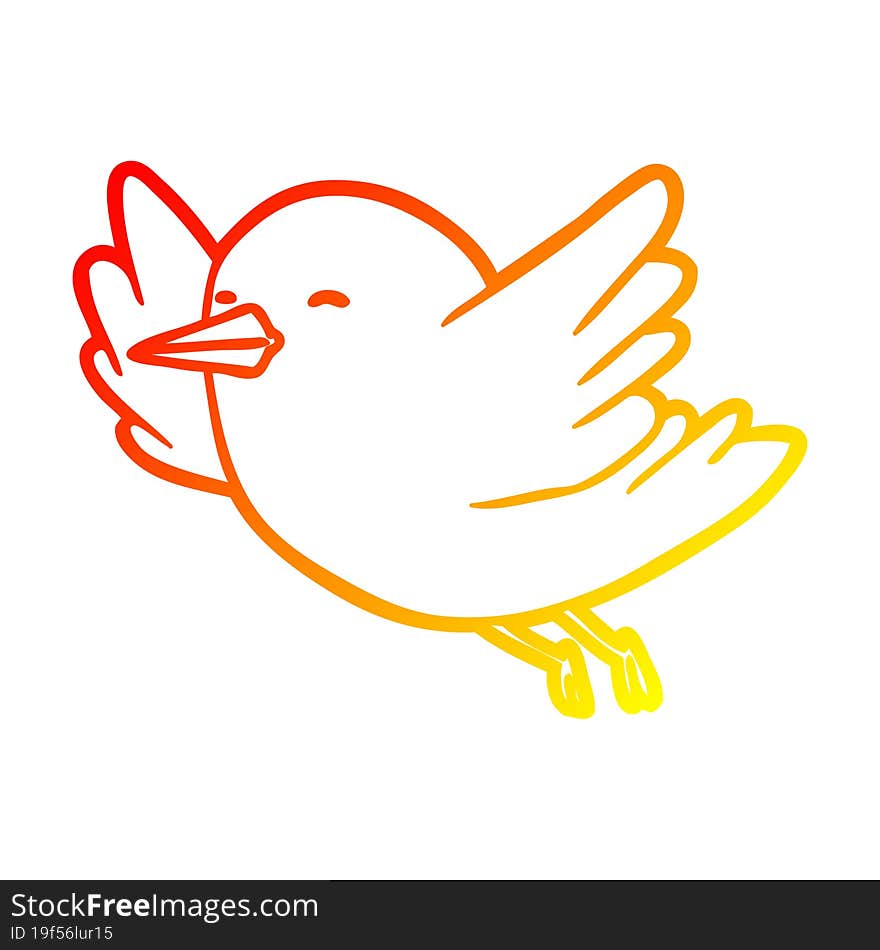 warm gradient line drawing of a bird flying