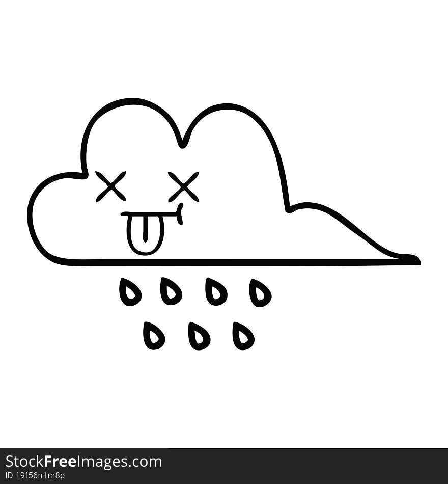 line drawing cartoon storm rain cloud