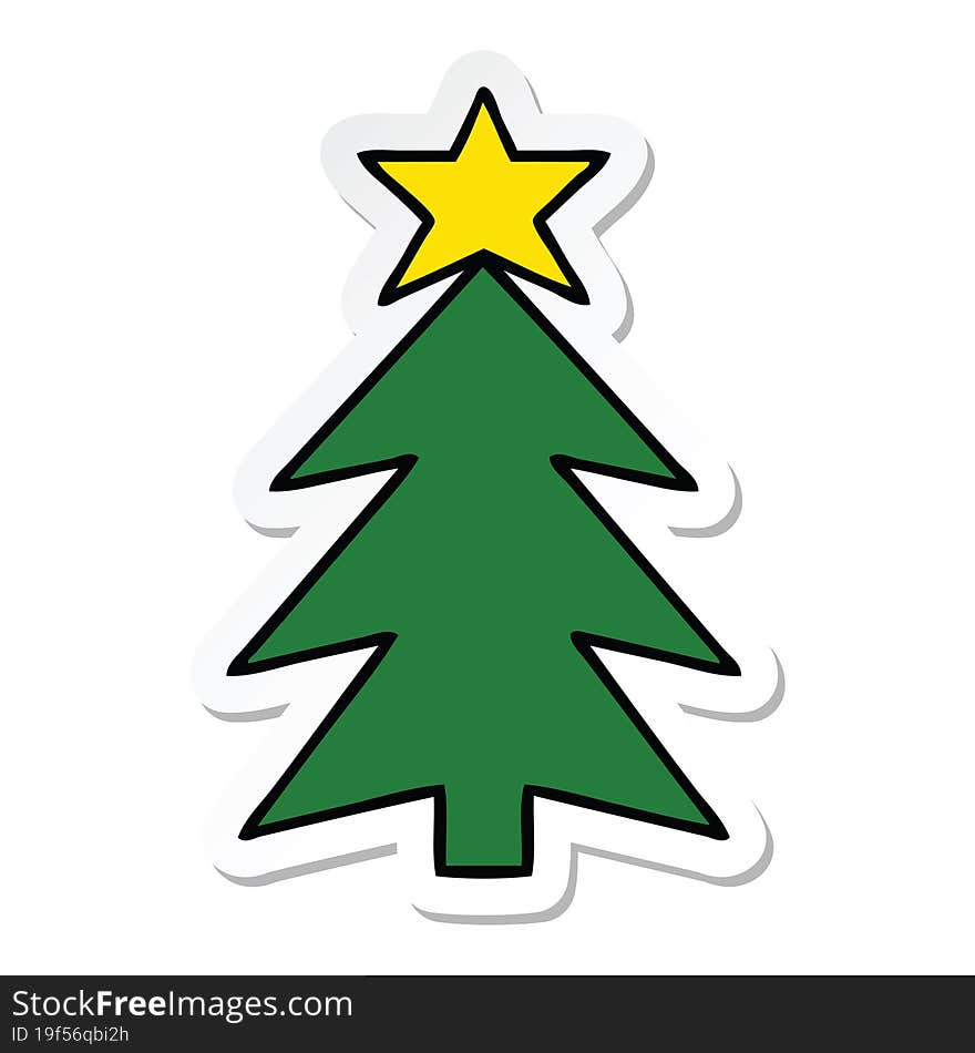 sticker of a cute cartoon christmas tree