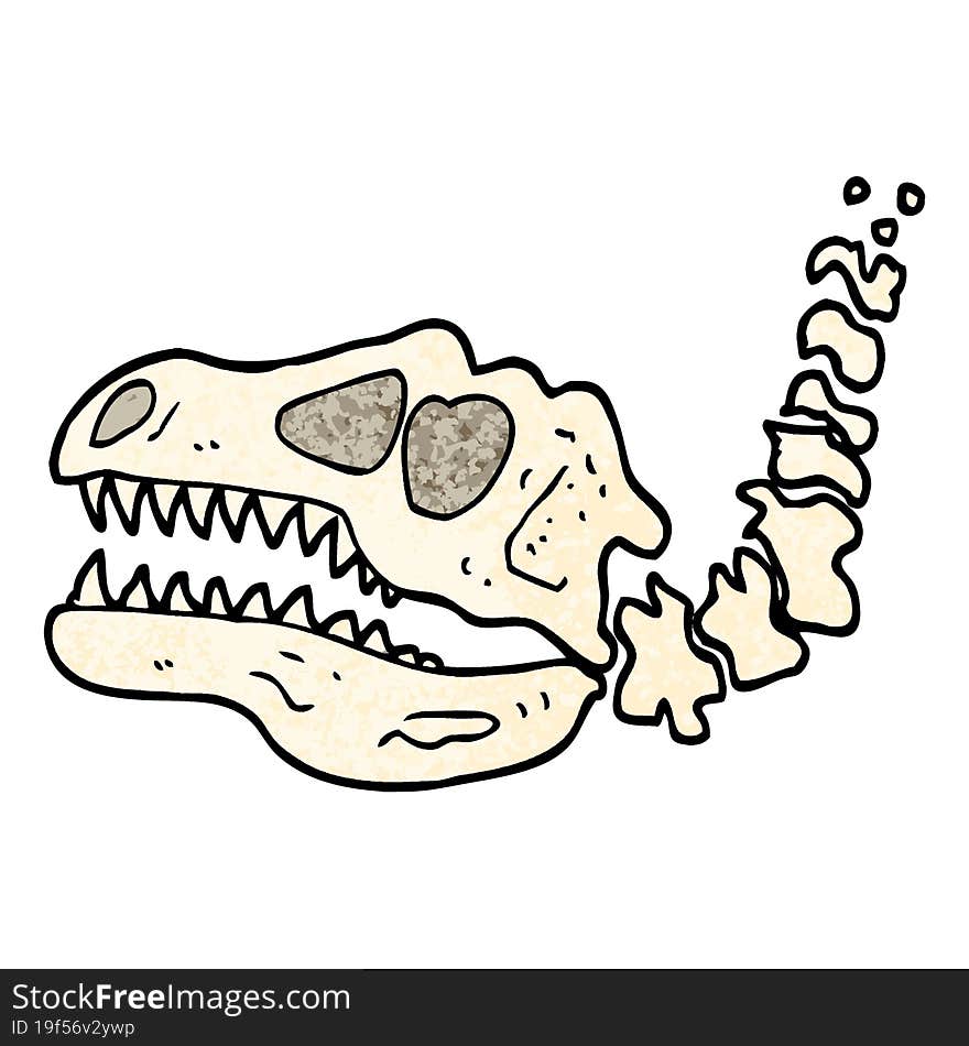 Grunge Textured Illustration Cartoon Dinosaur Bones