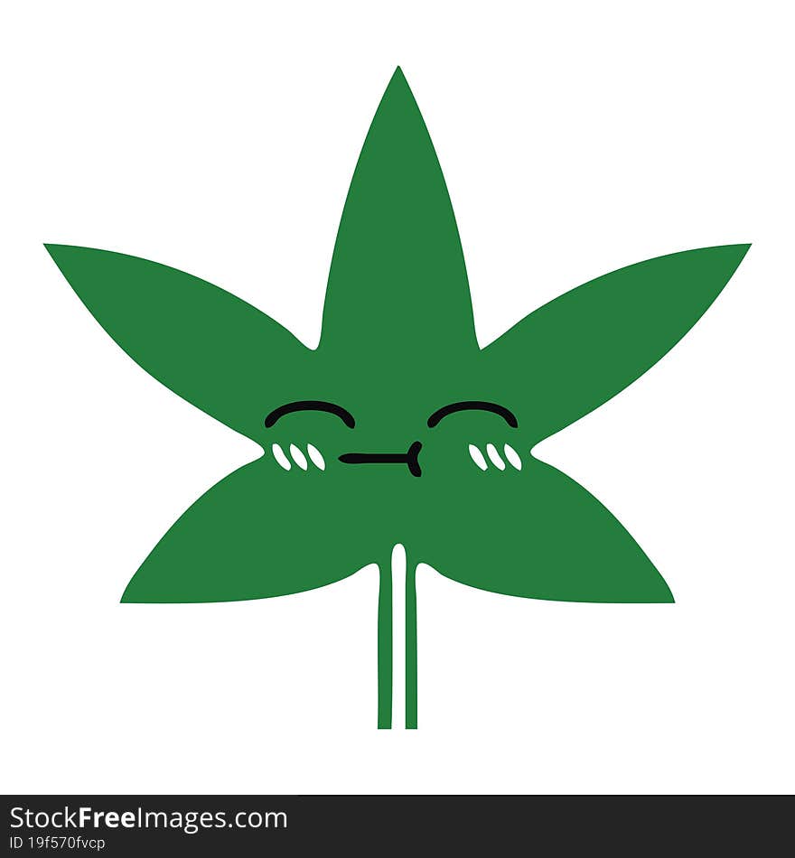 flat color retro cartoon marijuana leaf