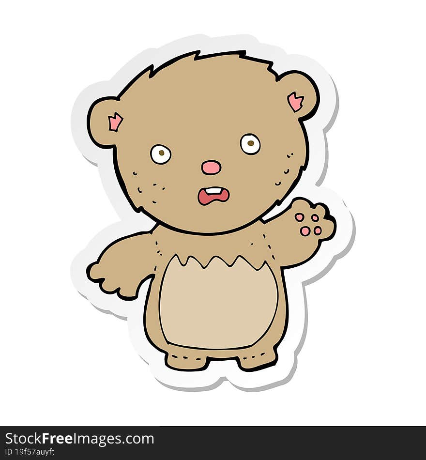 Sticker Of A Cartoon Worried Teddy Bear