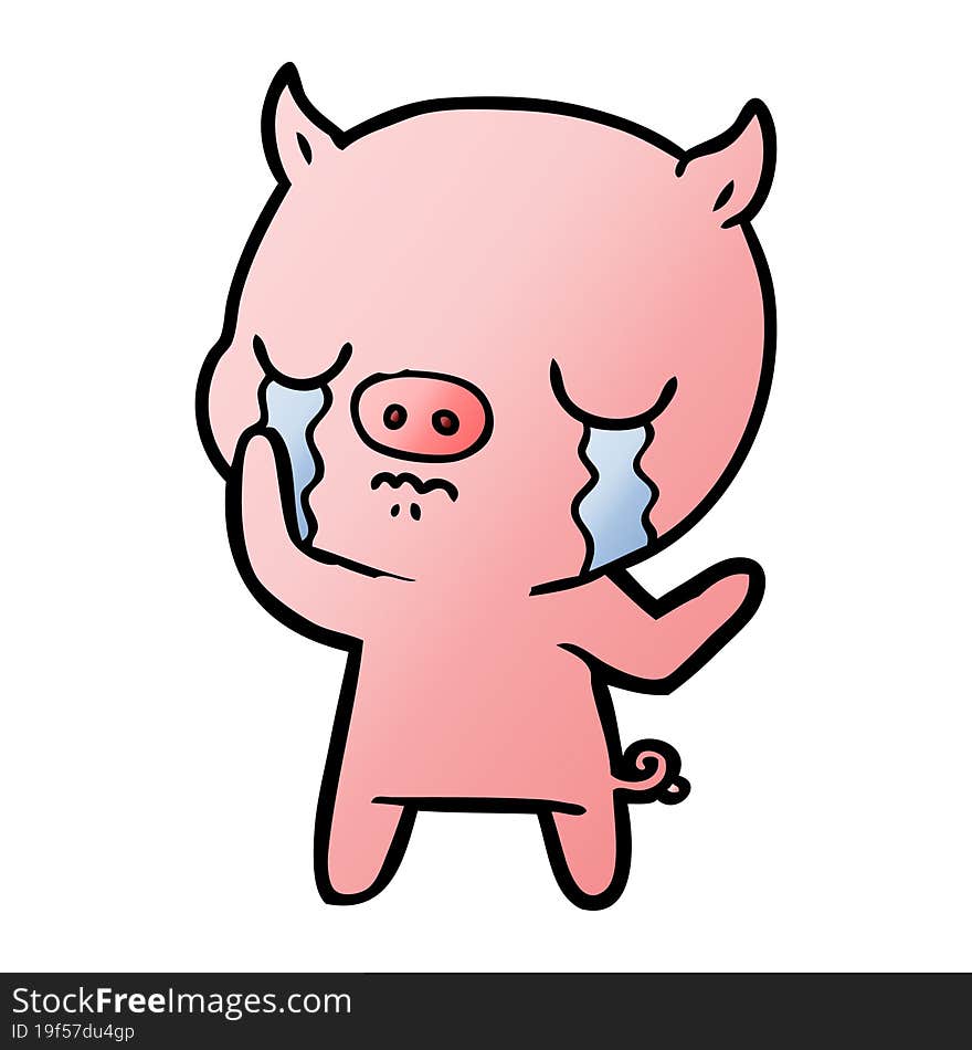 cartoon pig crying. cartoon pig crying