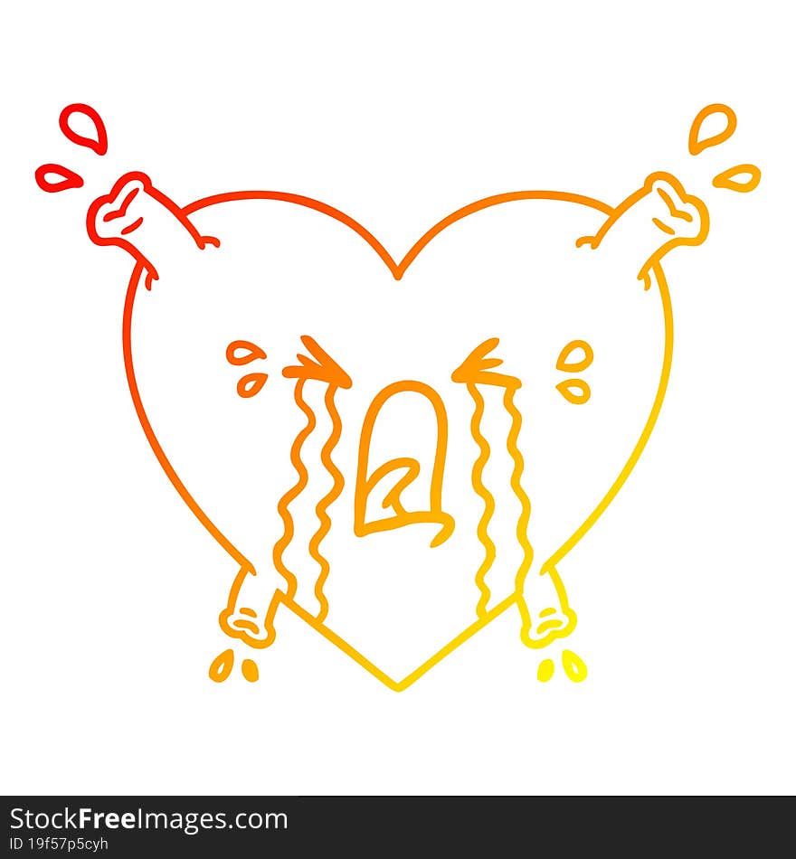 warm gradient line drawing cartoon heart