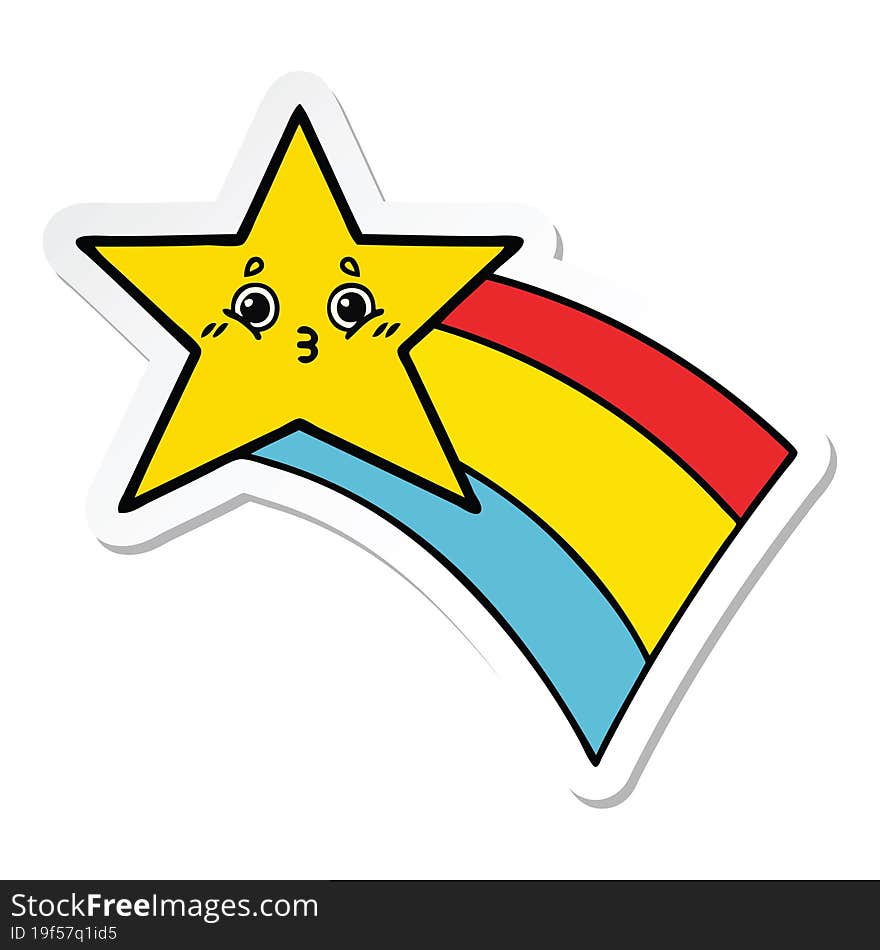 Sticker Of A Cute Cartoon Shooting Rainbow Star