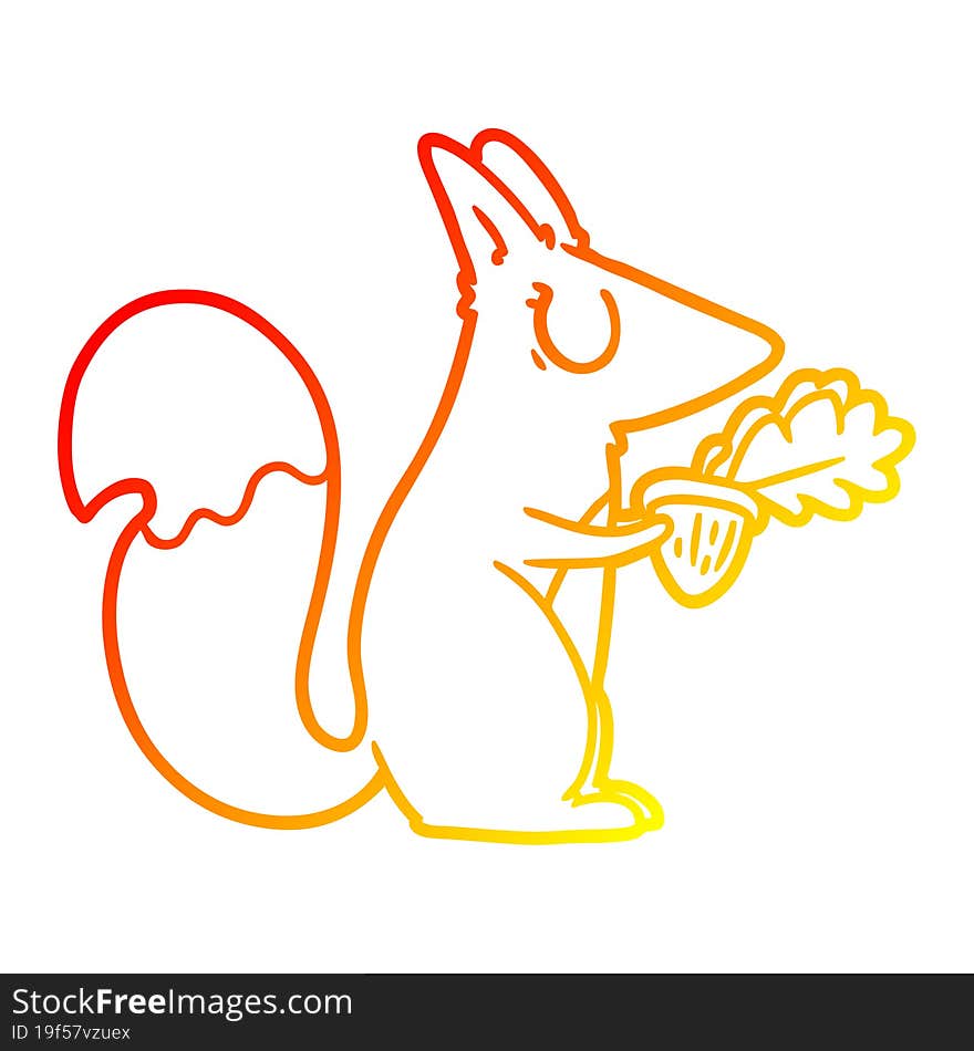 Warm Gradient Line Drawing Cartoon Squirrel