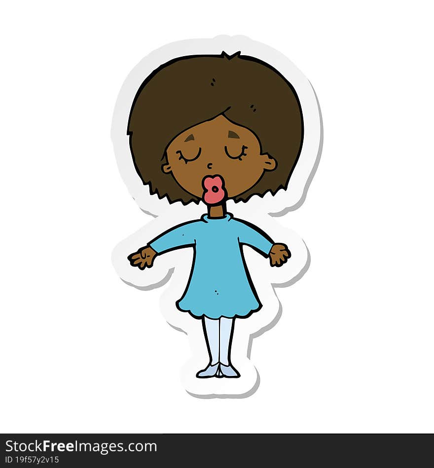 sticker of a cartoon woman in dress