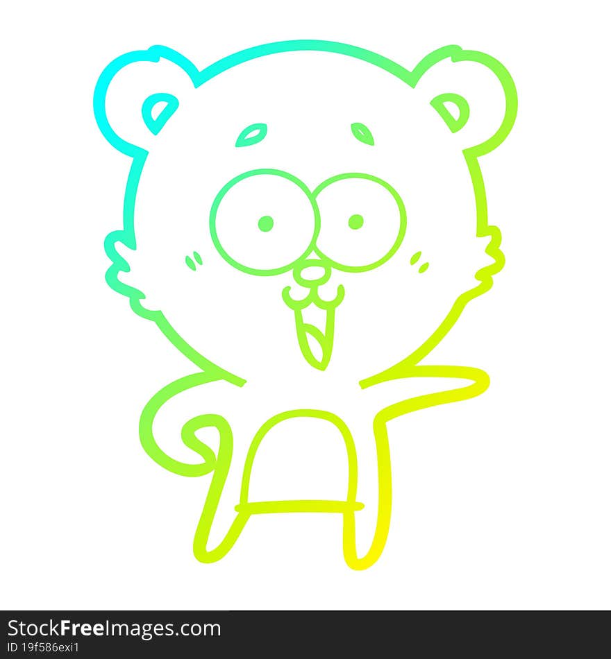 cold gradient line drawing of a laughing teddy  bear cartoon