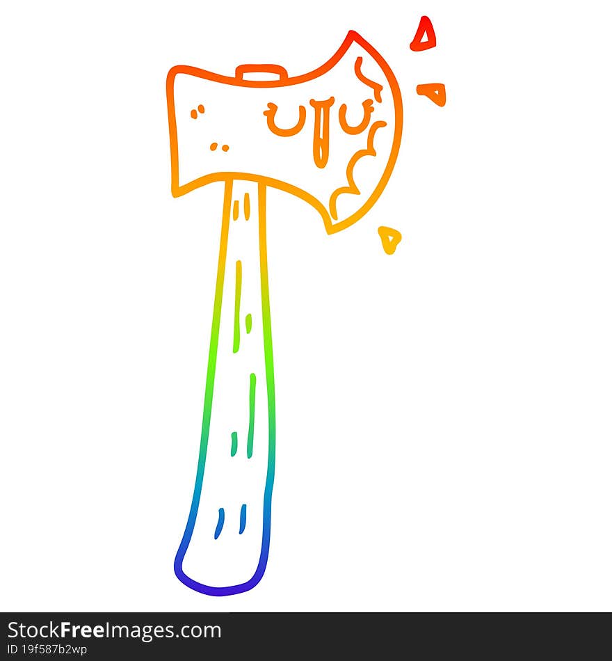 rainbow gradient line drawing cartoon axe