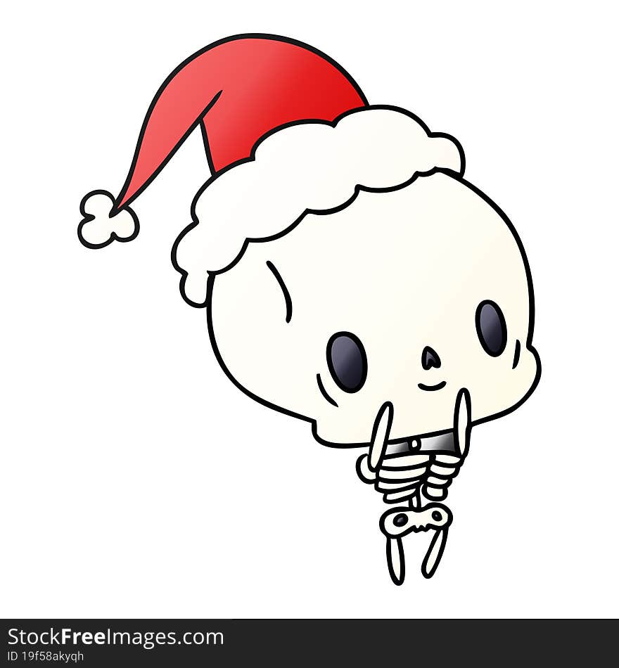 christmas gradient cartoon of kawaii skeleton