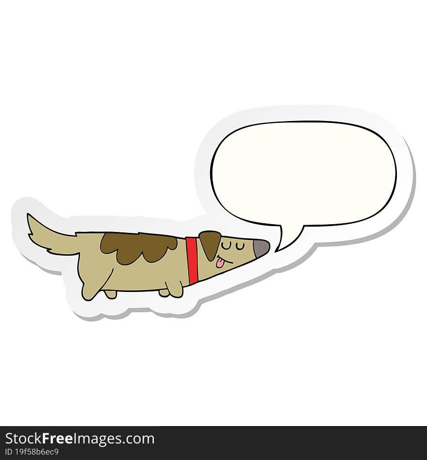 cartoon dog with speech bubble sticker. cartoon dog with speech bubble sticker