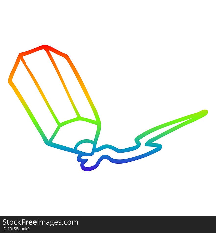 rainbow gradient line drawing of a cartoon pencil