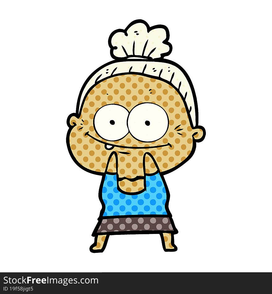 cartoon happy old woman. cartoon happy old woman