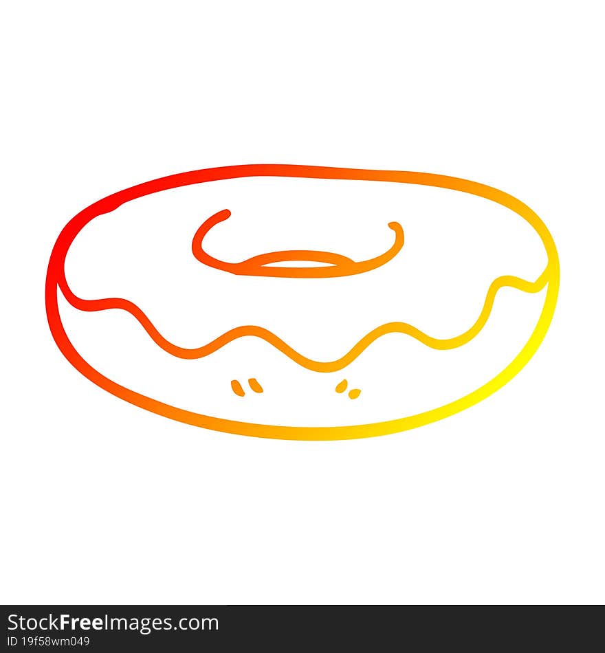 warm gradient line drawing cartoon iced donut