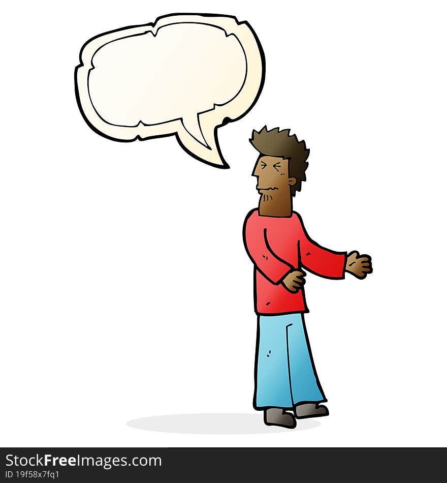 Cartoon Disgusted Man With Speech Bubble