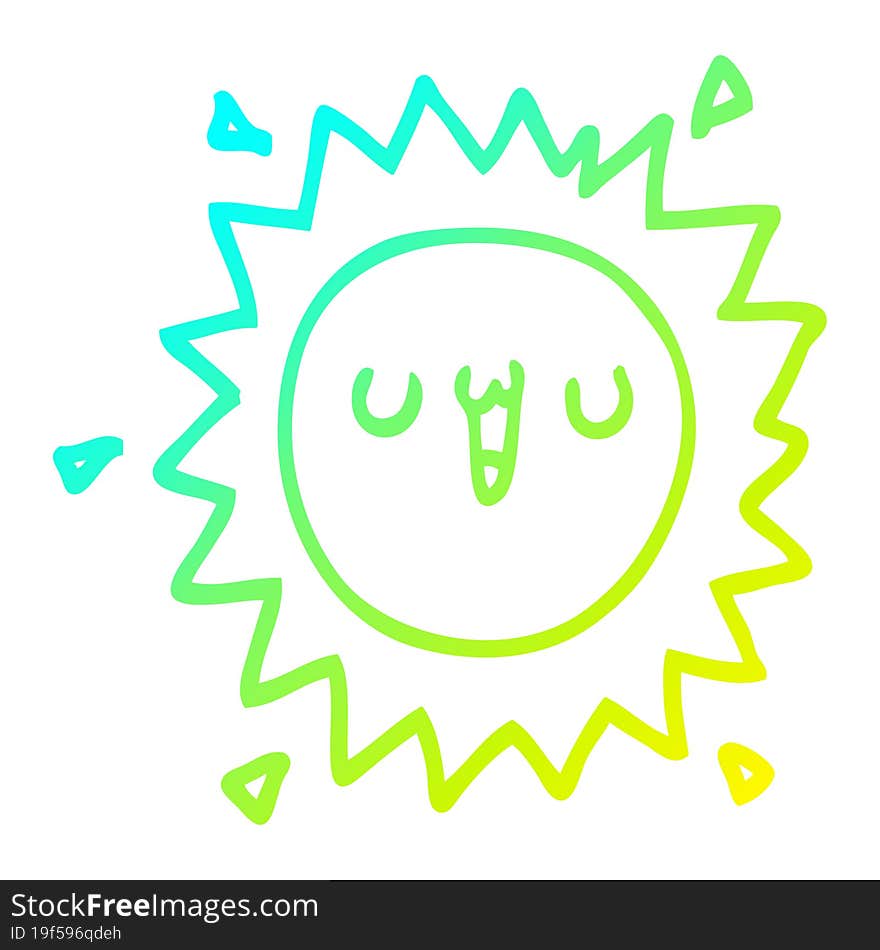 cold gradient line drawing cartoon sun