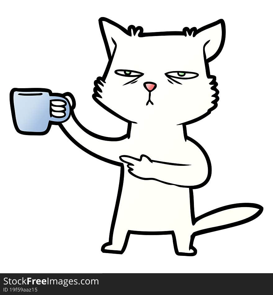 cartoon cat needing a refill of coffee. cartoon cat needing a refill of coffee