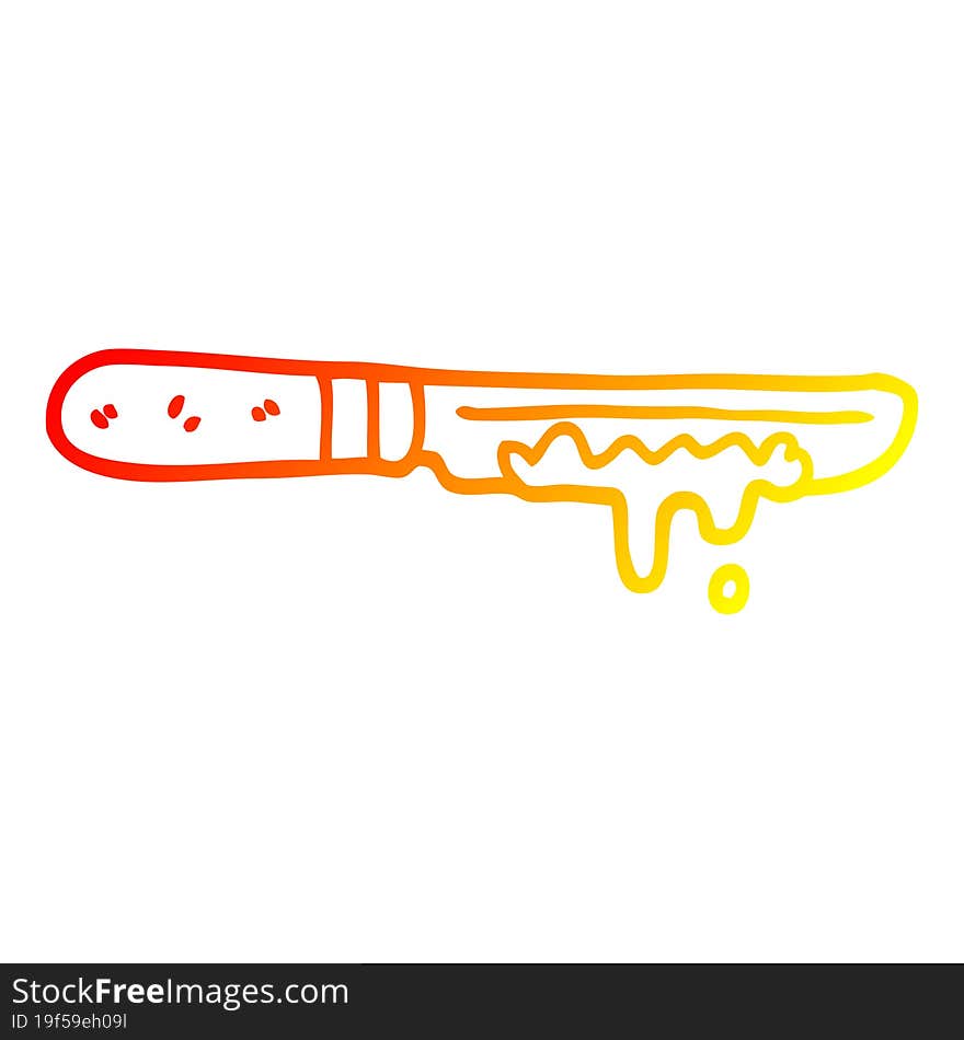 warm gradient line drawing of a cartoon butter knife