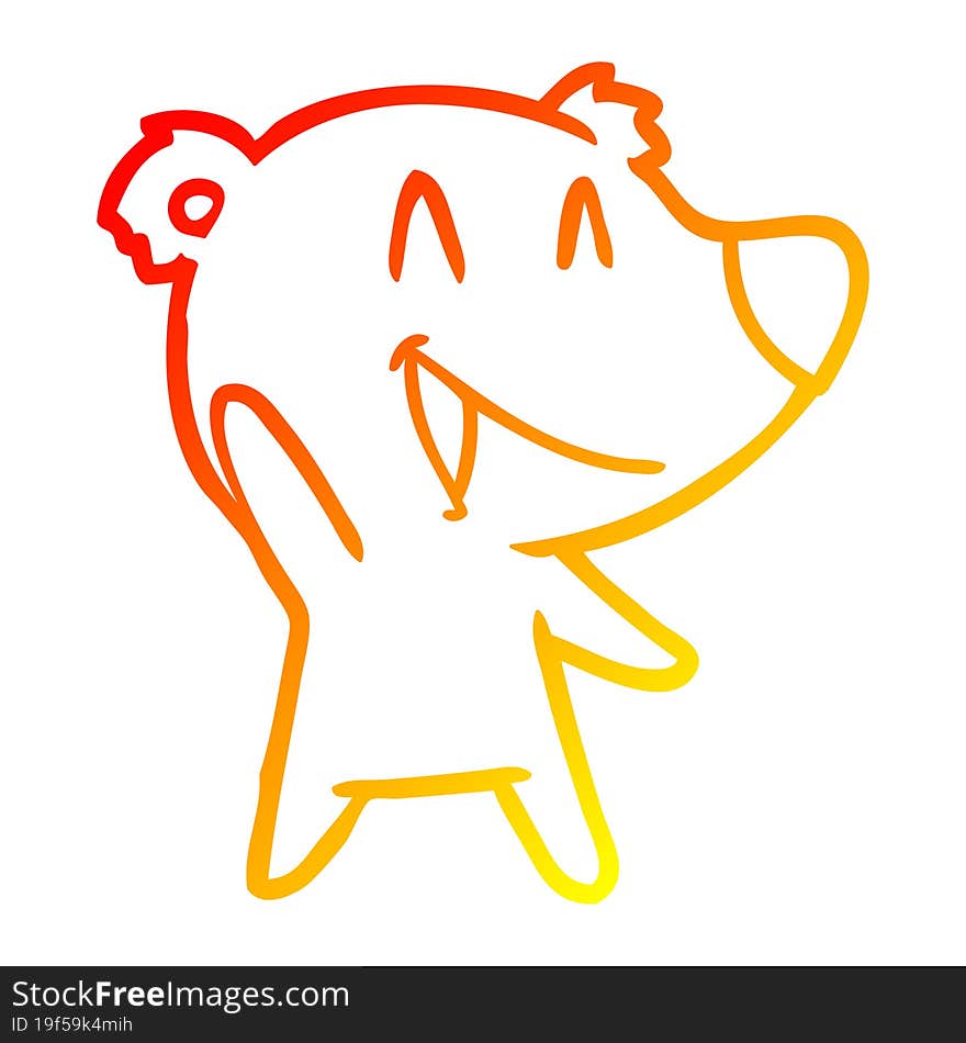 warm gradient line drawing laughing bear cartoon