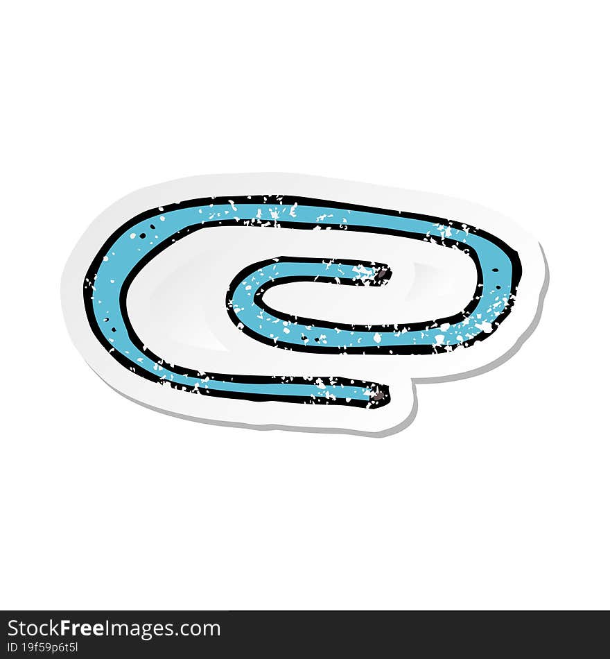 retro distressed sticker of a cartoon paperclip