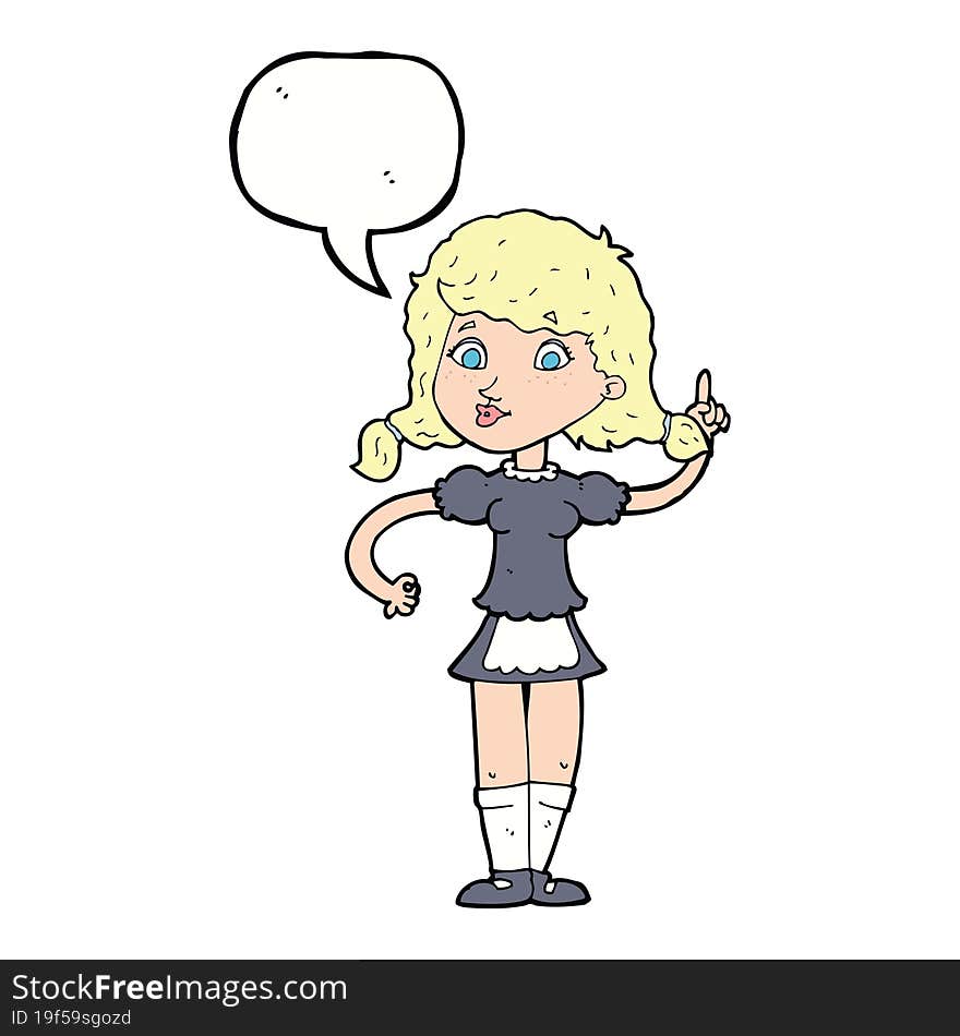 Cartoon Pretty Maid Woman With Speech Bubble