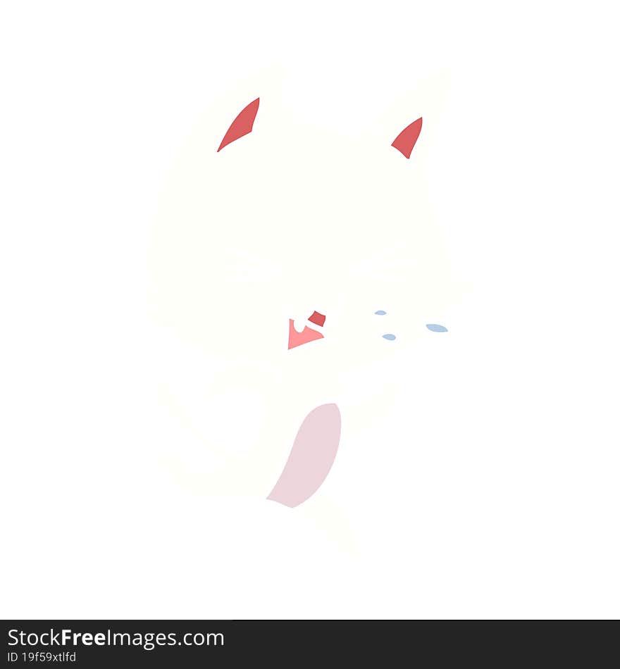 Flat Color Style Cartoon Cat Hissing