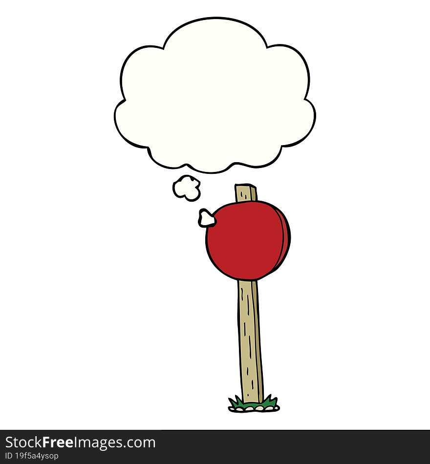 cartoon sign post with thought bubble. cartoon sign post with thought bubble