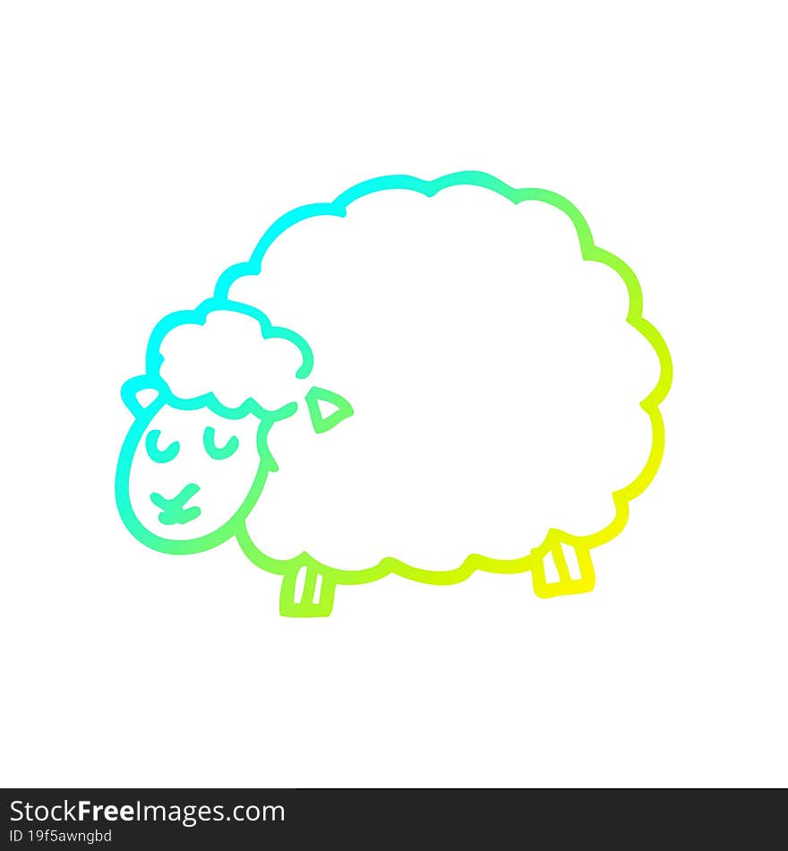 cold gradient line drawing cartoon sheep